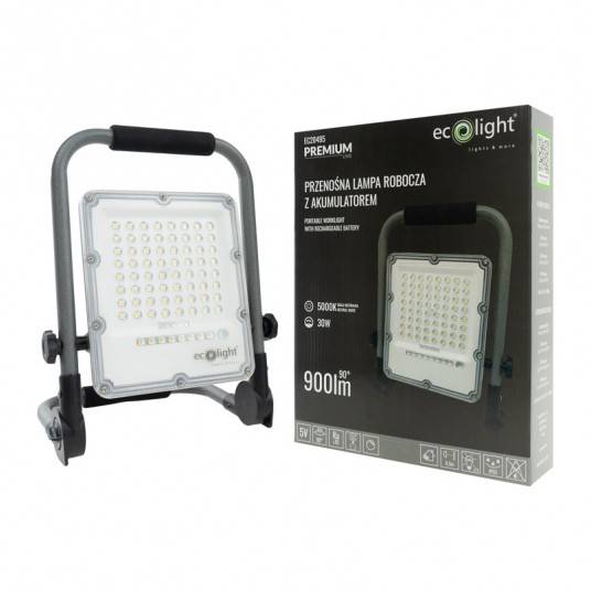 Naświetlacz roboczy LED z akumulatorem 30W 5000K EC20495