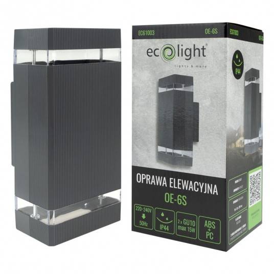 Oprawa elewacyjna plastik OE-6S 2xGU10 ANTRACYT  EC61003