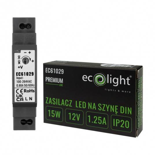Zasilacz na szynę DIN PREMIUM 12V 15W  EC61029
