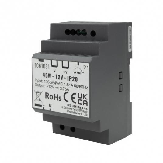 Zasilacz na szynę DIN PREMIUM 12V DC 45W EC61031