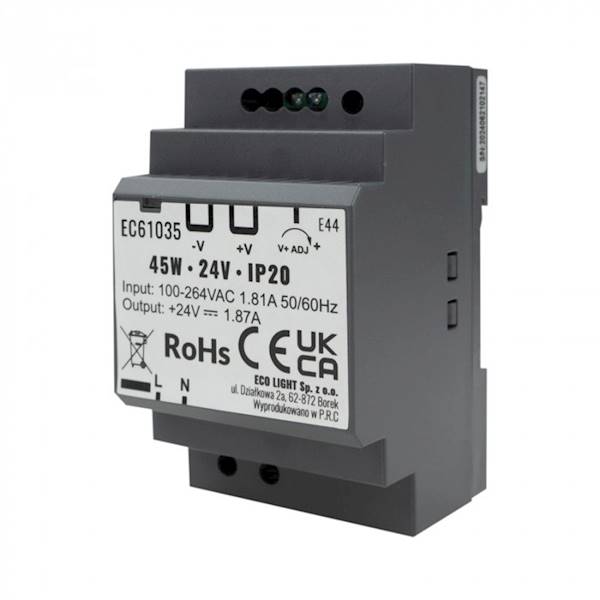 Zasilacz na szynę DIN PREMIUM 24V DC 45W  EC61035