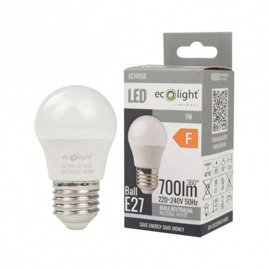 Źródło światła LED GOLF BALL E27 7W 4000K 630lm EC79558