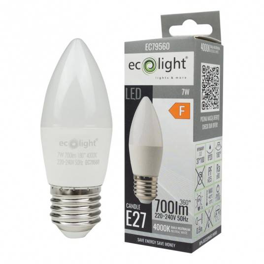 Źródło światła LED CANDLE E27 7W 4000K 630lm EC79560
