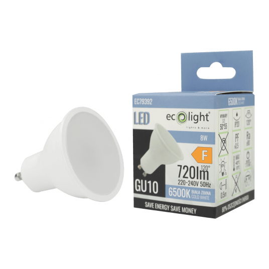Źródło światła LED GU10 8W 6500K 640lm EC79392