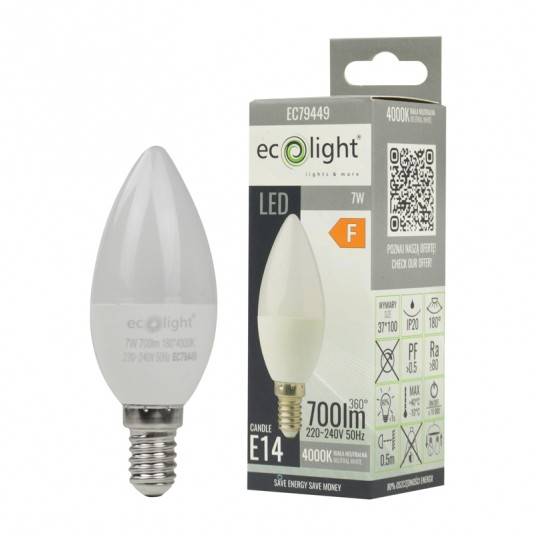 Źródło światła LED CANDLE E14 7W 4000K 630lm EC79449