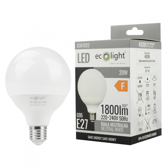 Żarówka LED E27 20W 4000K GLOBE EC61022