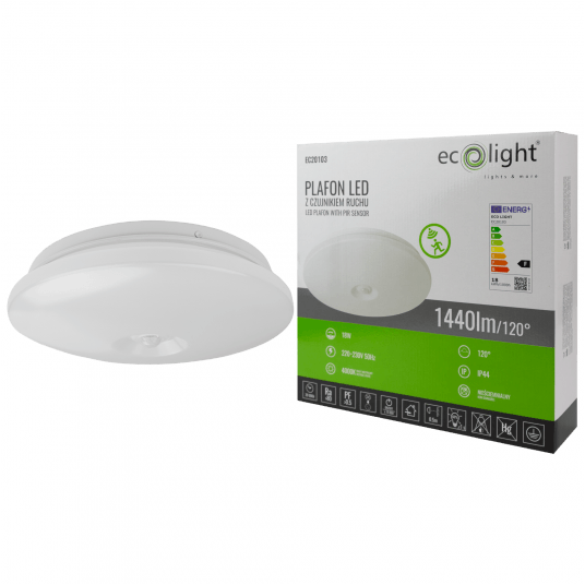 Oprawa plafon LED 18W 1440lm IP44 4000K czujnik EC20103