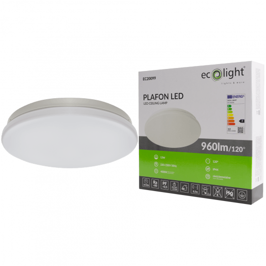 Oprawa plafon LED 12W 960lm IP44 4000K EC20099