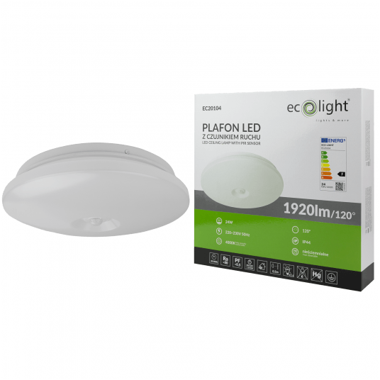 Oprawa plafon LED 24W 1920lm IP44 4000K czujnik EC20104