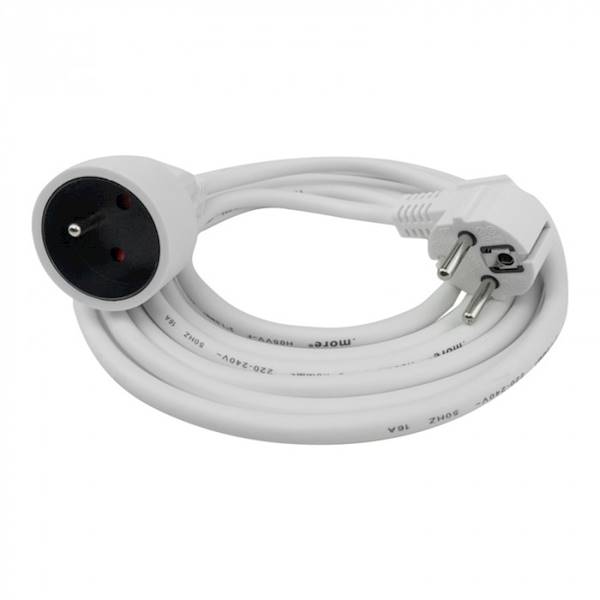 Przedłużacz 1 gniazdo 3m z/u 3x1.5mm2 biały M20548