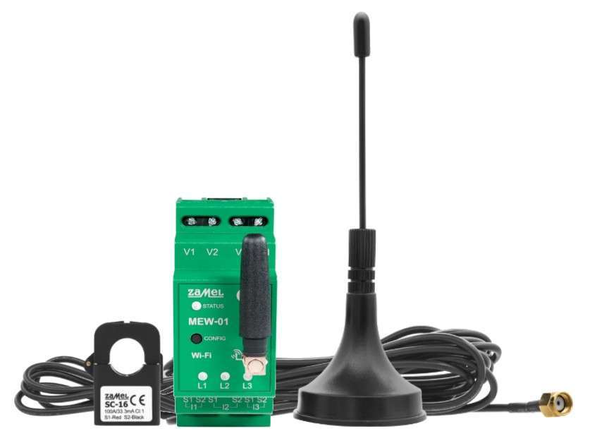 Supla Monitor energii elektrycznej MEW-01/ANT  WI-FI 3F+N z anteną zewnętrzną