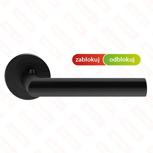 Klamka drzwiowa NOVA SMART, okrągły szyld, czarna - PRAWA NOVOCZSLP