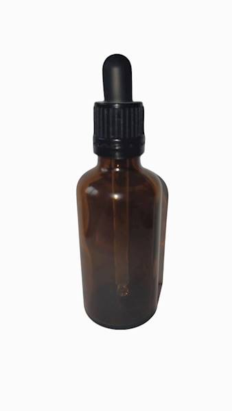 Butelka 50ml szklana 37x92 bursztynowa gwint, kroplomierz