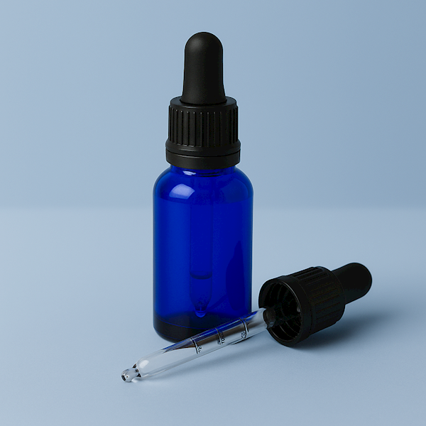 Butelka 30ml szklana niebieska gwint, kroplomierz