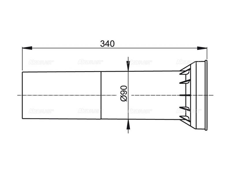 Króciec podłączeniowy fi90 L=34cm M148 Alcaplast