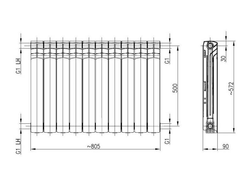 Grzejnik aluminiowy G500F Grafit