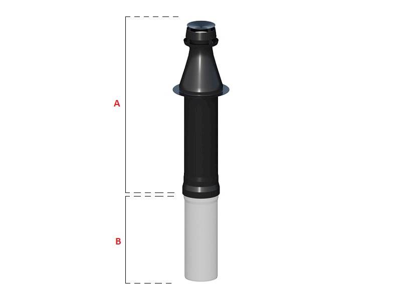 Ricom Wyjście pionowe 80/125 L=1160 czarne