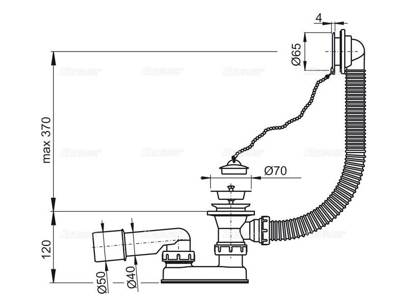 Syfon wanny standard Alcaplast A501