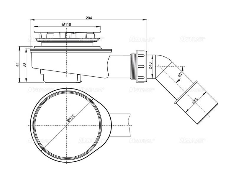 Syfon brodzik fi90 A491CR Alcaplast