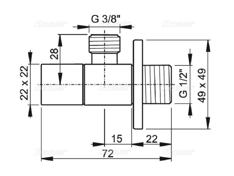 Zawór kątowy Alcaplast ARV002 1/2"x3/8" kwadratowe