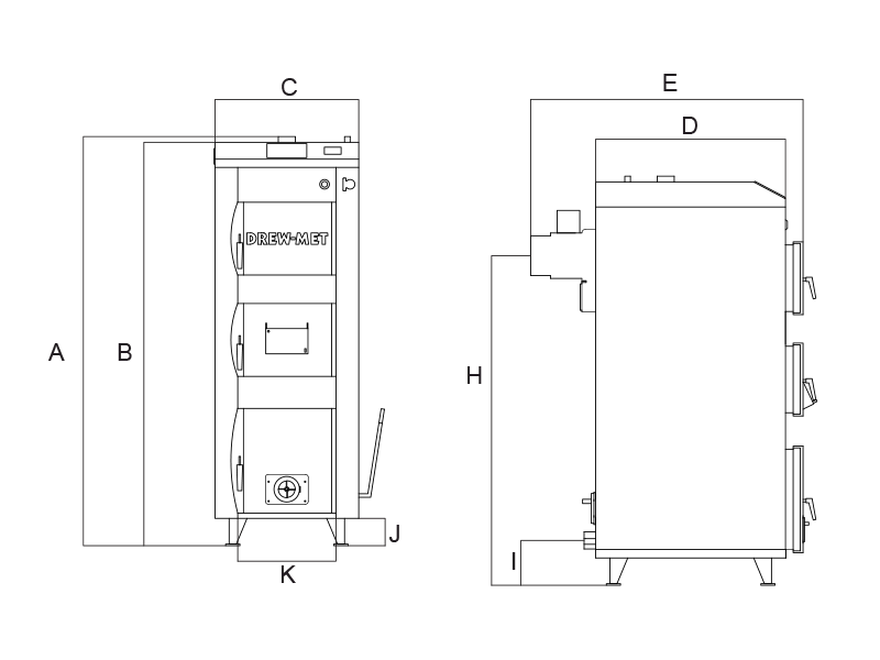 Kocioł węglowy UNI DS 13kW V-kl ED