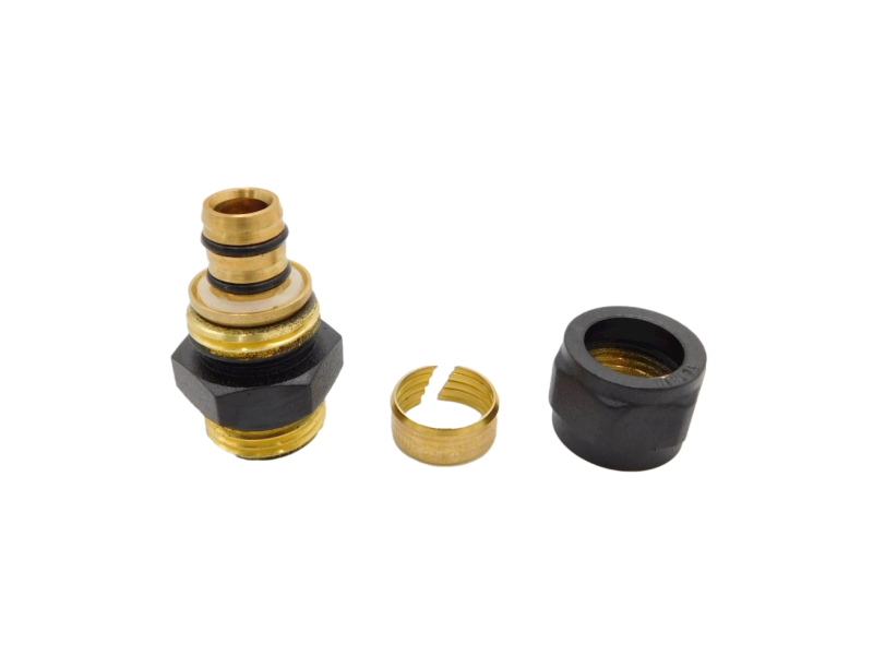 Złączka skręcana PEX 16x1/2" GZ czarny struktur.