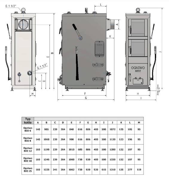 Kocioł zgazowujący drewno OGNIWO BIO 25kW V-kl ED