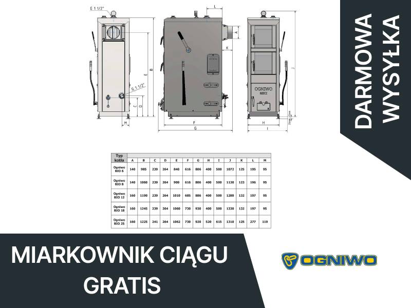 Kocioł zgazowujący drewno OGNIWO BIO 25kW V-kl ED