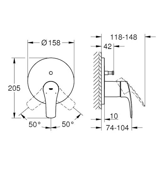 Grohe Eurosmart Bateria podtynkowa wannowa