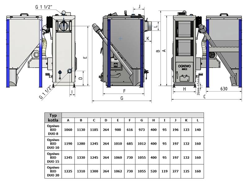 Kocioł OGNIWO Bio Duo 15kW zgazowanie-pellet