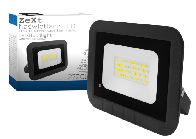 Zext Naświetlacz slim 30W 4000K czujnik