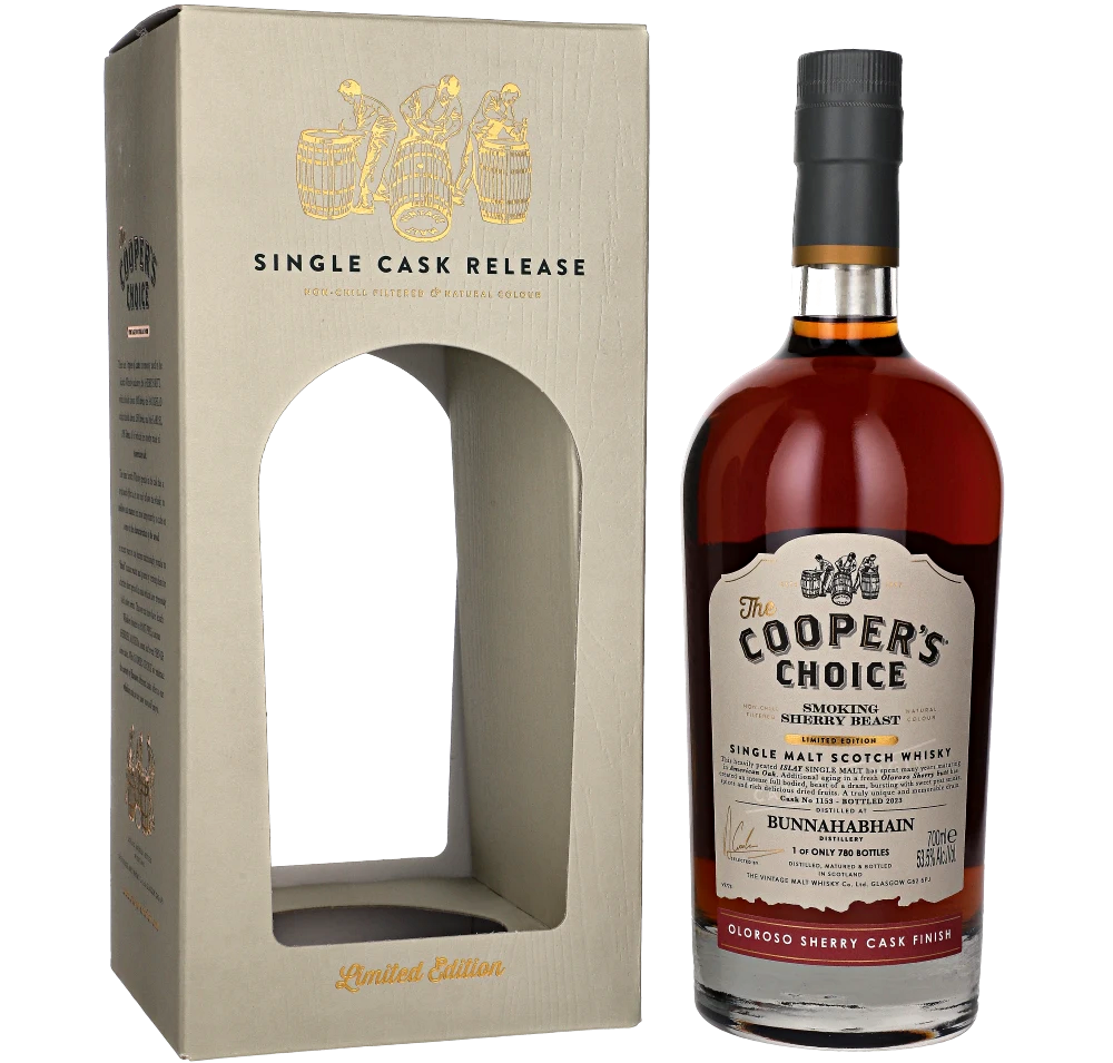 COOPER'S CHOICE BUNNAHABHAIN SMOKING SHERRY BEAST OLOROSO SHERRY CASK FINISH 53,5% 0,70L