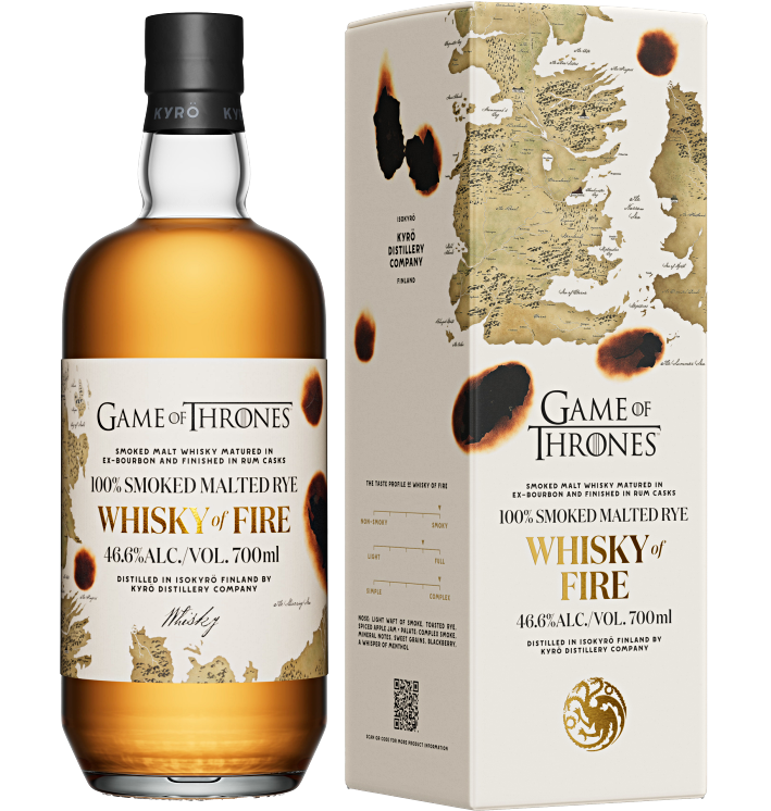 KYRO SMOKED MALTED RYE WHISKY OF FIRE GAME OF THRONES 46,6% 0,70L