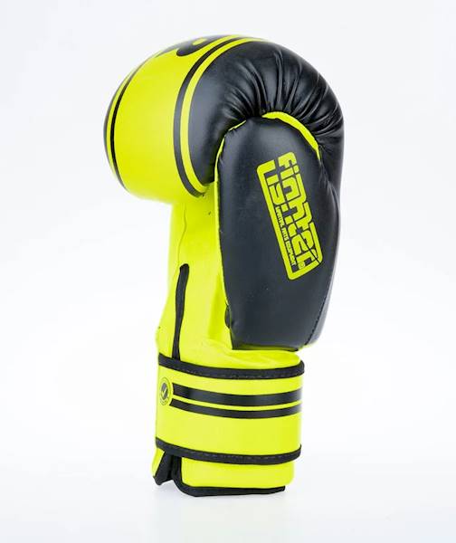 Rękawice bokserskie Fighter Basic Stripe - Neon Żółty/Czarny • Waga: 8 OZ