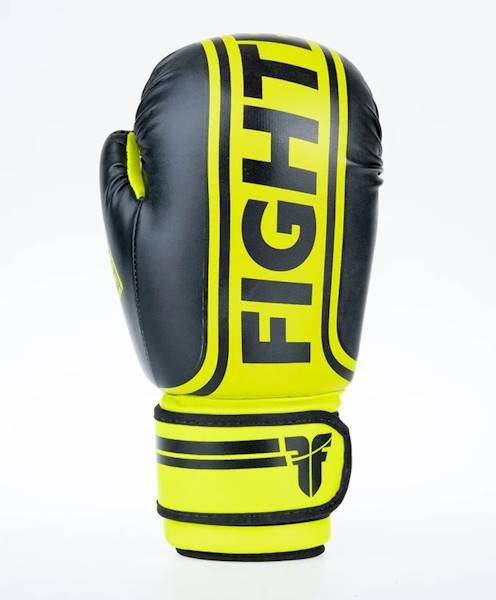 Rękawice bokserskie Fighter Basic Stripe - Neon Żółty/Czarny • Waga: 16 OZ