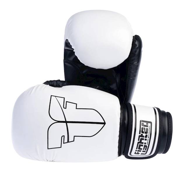 Rękawice bokserskie Fighter Basic Biały/Czarny • Waga: 12 OZ