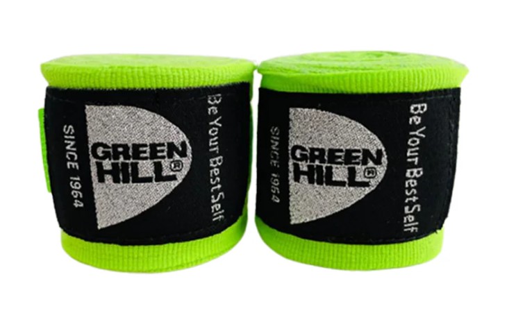 Bandaże bokserskie Green Hill Poliester Zielony Neon • Długość: 3.5m