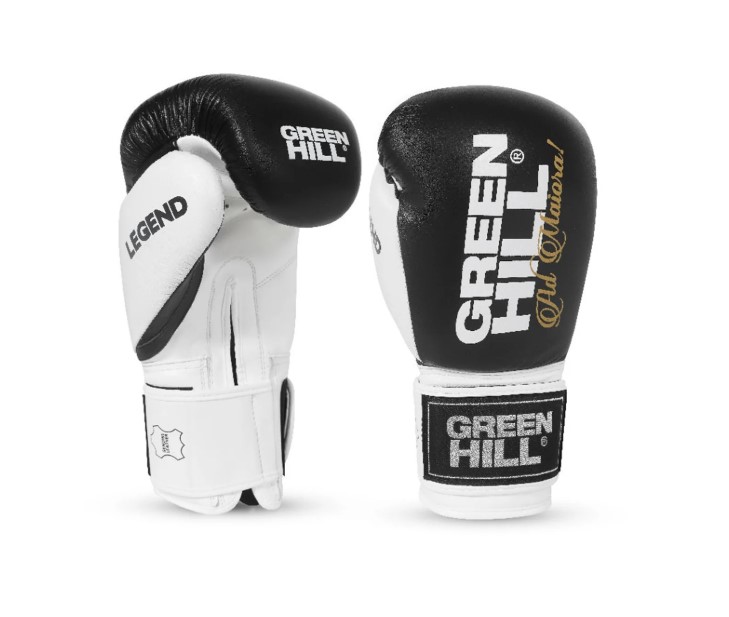 Rękawice bokserskie Green Hill Legend Silver Edition Czarny/Biały • Waga: 12 OZ