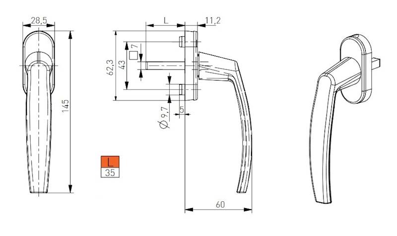 Klamka Victory Antracyt 7016 T35