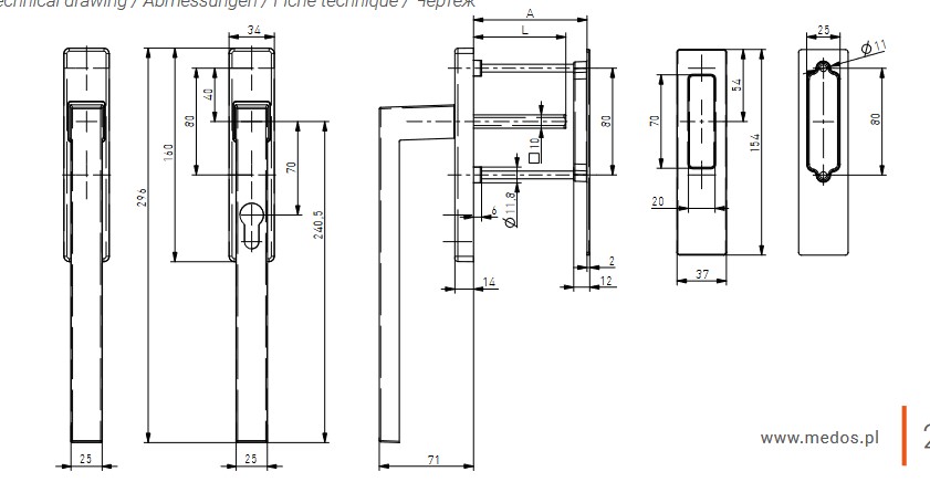 Klamka HST Dublin ANTARCYT Ral 7016 +Pochwyt HST Dublin Antarcyt