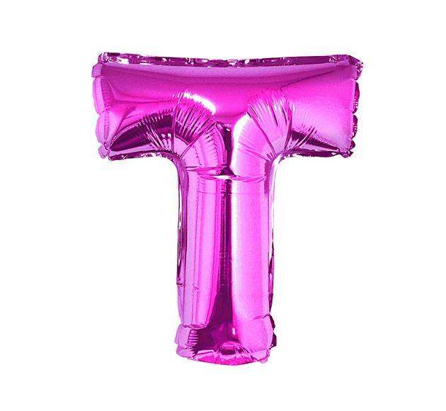 GODAN-BALON FOLIOWY "LITERA T" RÓŻOWY 35CM. A'1