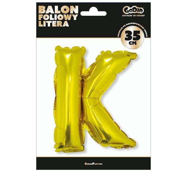 GODAN-BALON FOLIOWY "LITERA K" ZŁOTY 35CM. A'1