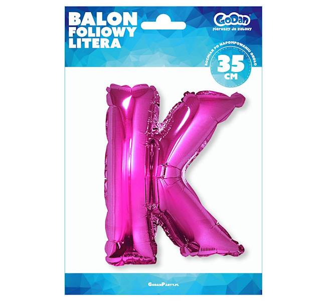 GODAN-BALON FOLIOWY "LITERA K" RÓŻOWA 35CM. A'1