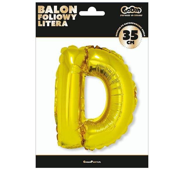 GODAN-BALON FOLIOWY "LITERA D" ZŁOTA 35CM. A'1