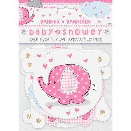 GODAN-BANNER "BABY SHOWER SŁONIK" RÓŻOWY A'1
