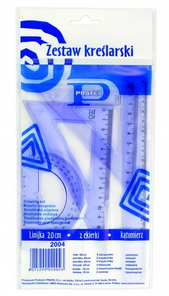 HEL-KOMPLET GEOMETRYCZNY Z LINIJKĄ 20CM PRATEL