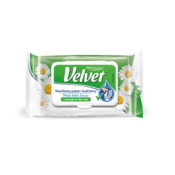 VELVET 42SZT. NAWILŻANY PAPIER TOALETOWY RUMIANEK