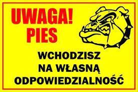 TABLICZKA UWAGA PIES 30X20 A'1