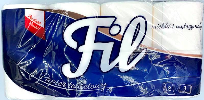 PAPIER TOALETOWY 8 ROLEK 3-W 100% CELULOZA FIL