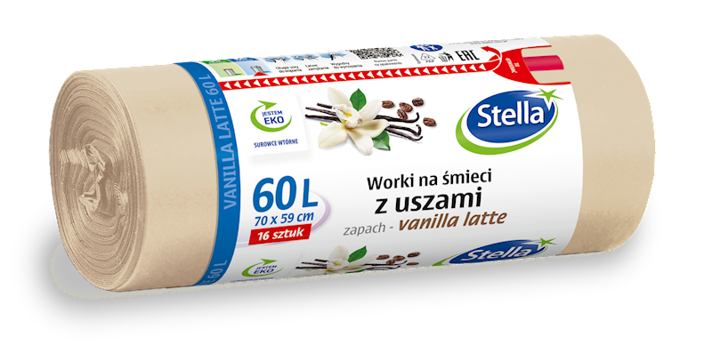 STELLA WORKI NA ŚMIECI 60L/16SZT Z USZAMI VANILIA